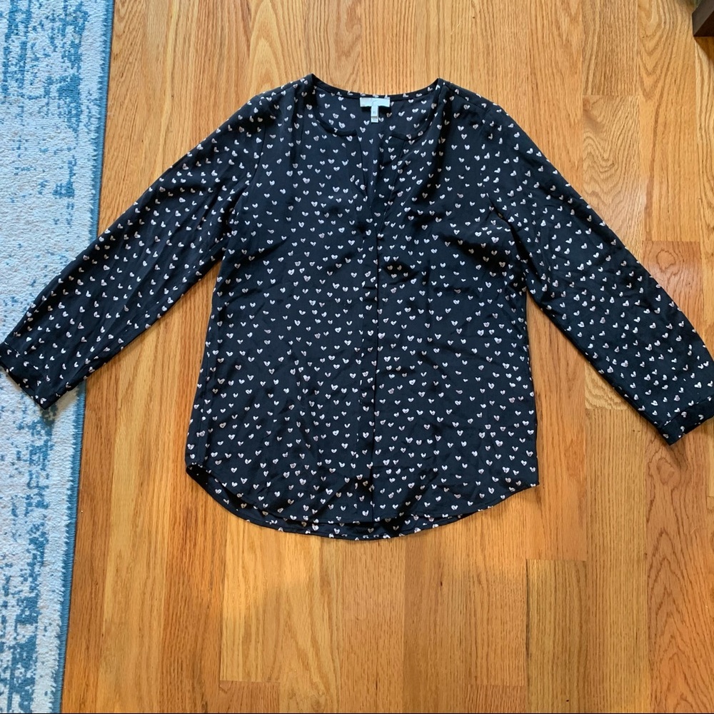 Joie Dark Blouse with Hearts - Size XS